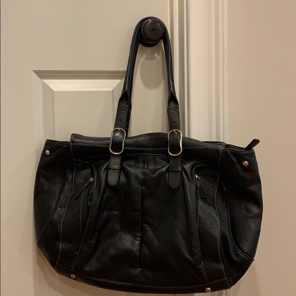 TUMI black leather tote— with tags